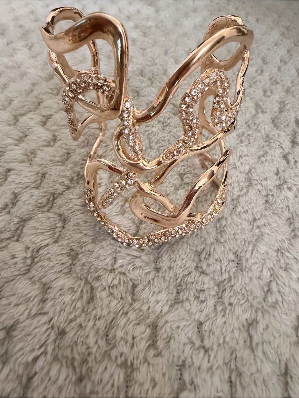Saint Laurent Rose Gold Crystal Openwork Cuff Bracelet
